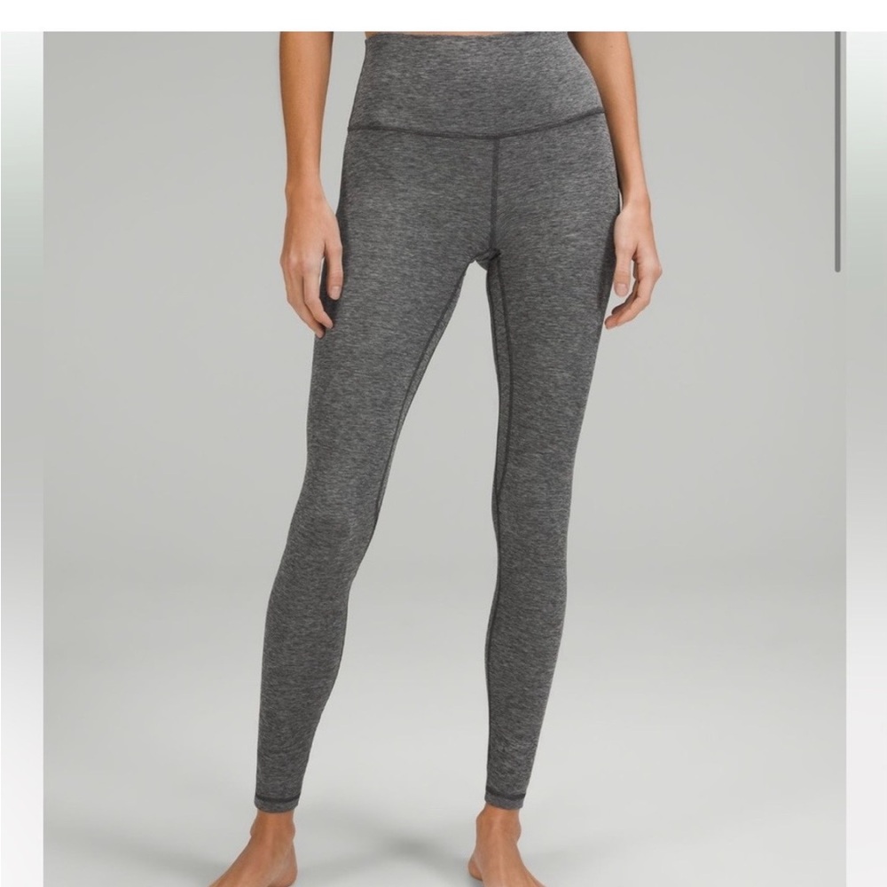 Lululemon Wunder Under High-Rise Gray Heather Leggings - Size 12, 28 inseam